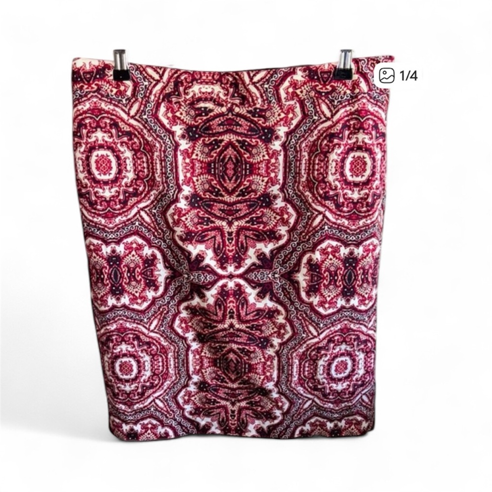 Van Heusen Red and White Patterned Midi Skirt